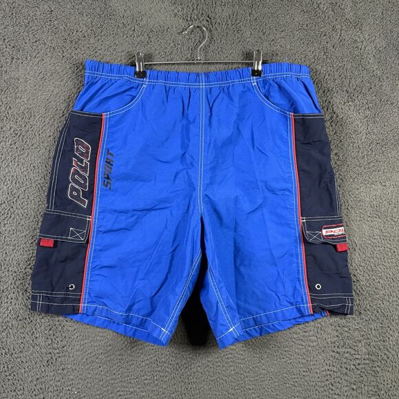Vtg Polo Sport Board Shorts Mens XL Blue Bathing Suit Cargo 90s Y2K - Picture 1 of 15
